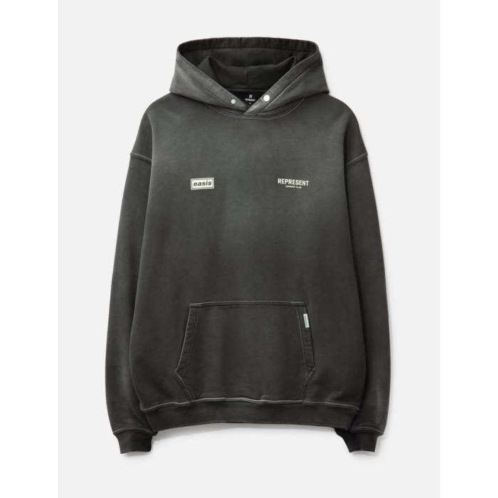 Represent 【 X Oasis Owners Club Hoodie Men Stained Black 】 クラブ フーディー パーカー メンズ 黒色 ブラック