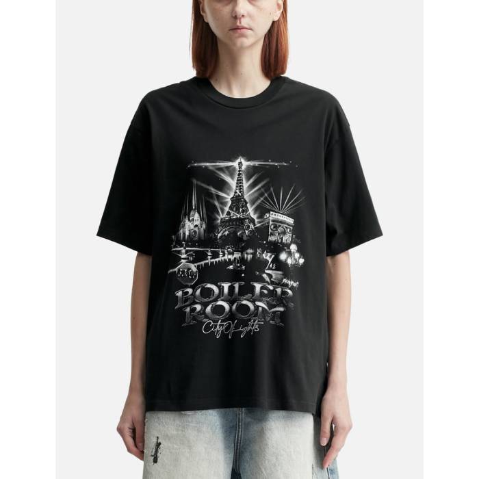 Boiler Room 【 Paris City T-Shirt Unisex Black 】 シティ Tシャツ ユニセックス 黒色 ブラック