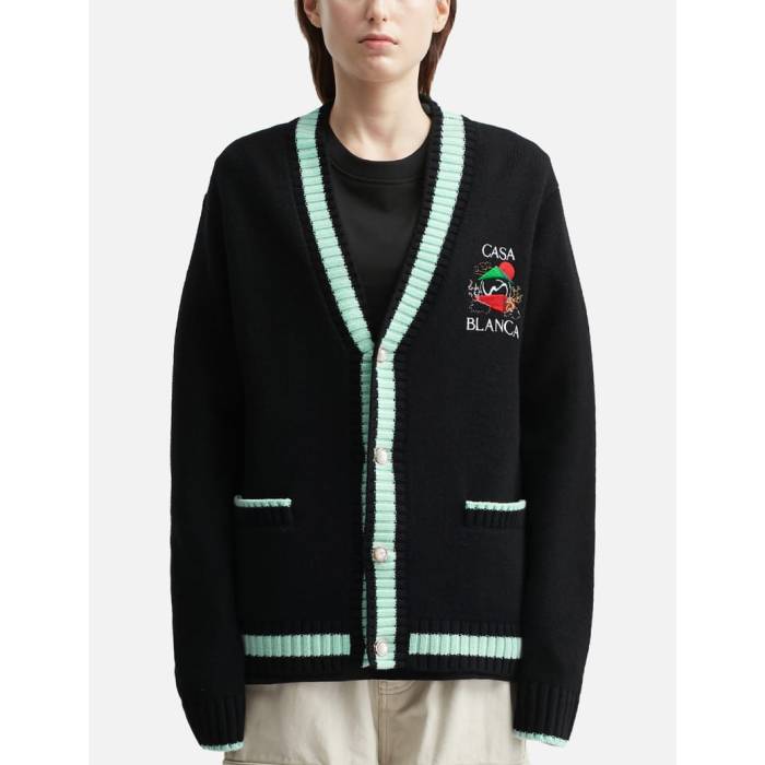 �����֥�� Casablanca �� Casa Mountain Temple Cardigan Unisex Black �� �ƥ�ץ� �����ǥ����� ��˥�...