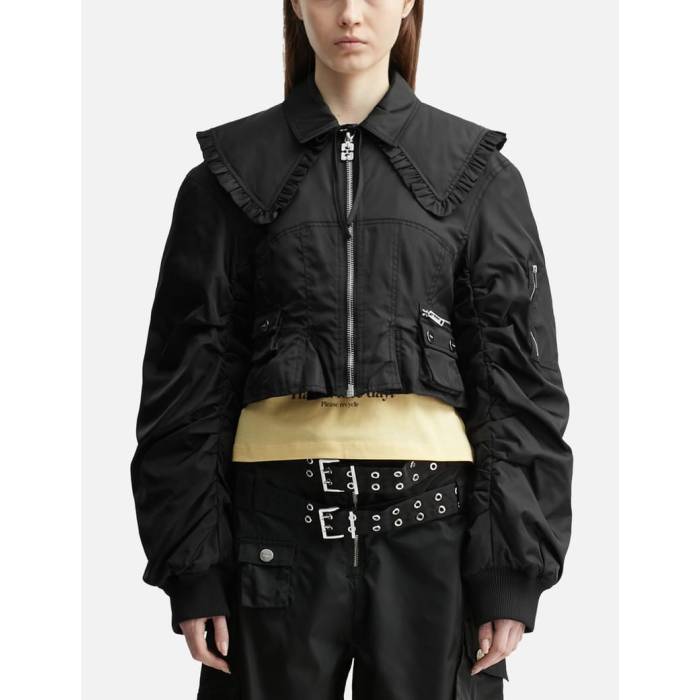 ガニー Ganni ナイロン Jacket ジャケット レディースファッション コート ジャケット レディース 黒色 ブラック
