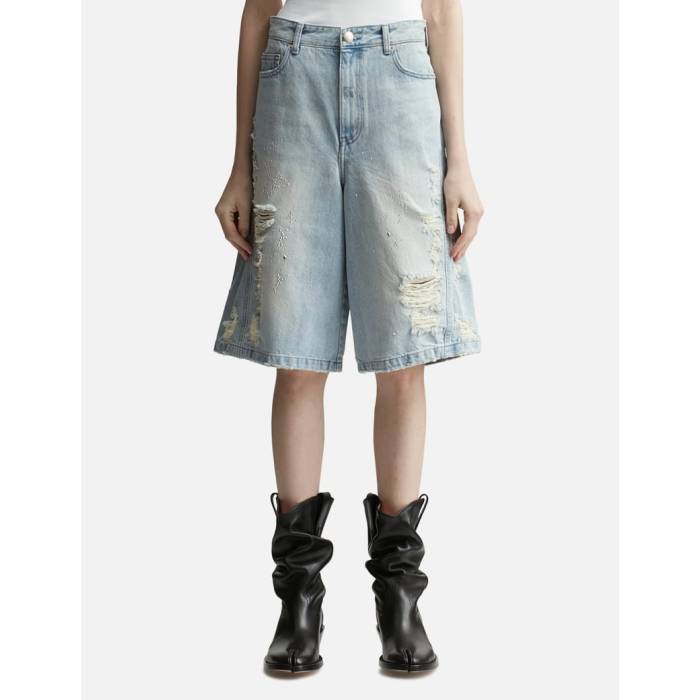 Lesugiatelier  デニム ショーツ レディース スカイ 青色 ブルー