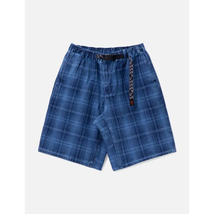 グラミチ Gramicci 【 Lagoon Short Denim Plaid Men Indigo Checkered Plaid 】 デニム メンズ 藍色・インディゴ