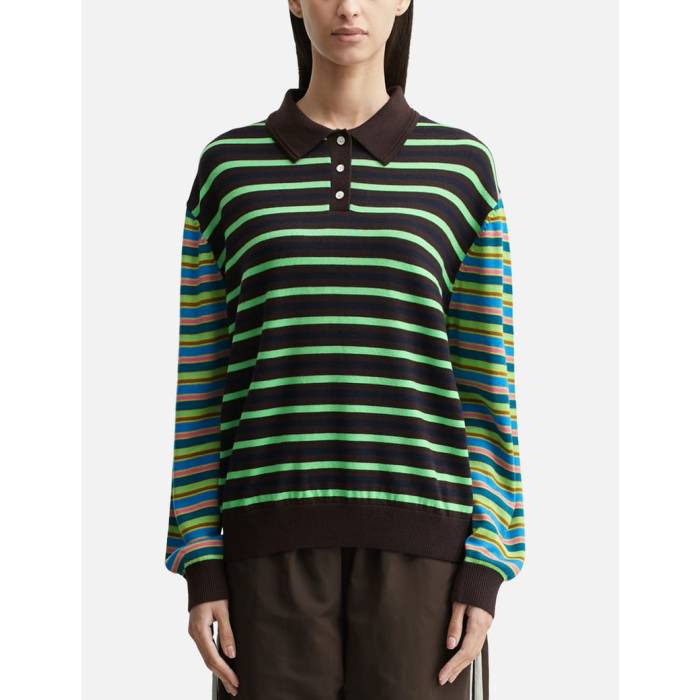 Sandy Liang �� Woods Sweater Women Pre-K Olive Stripe �� �ȥ졼�ʡ� ��ǥ����� olive ���꡼�� St...
