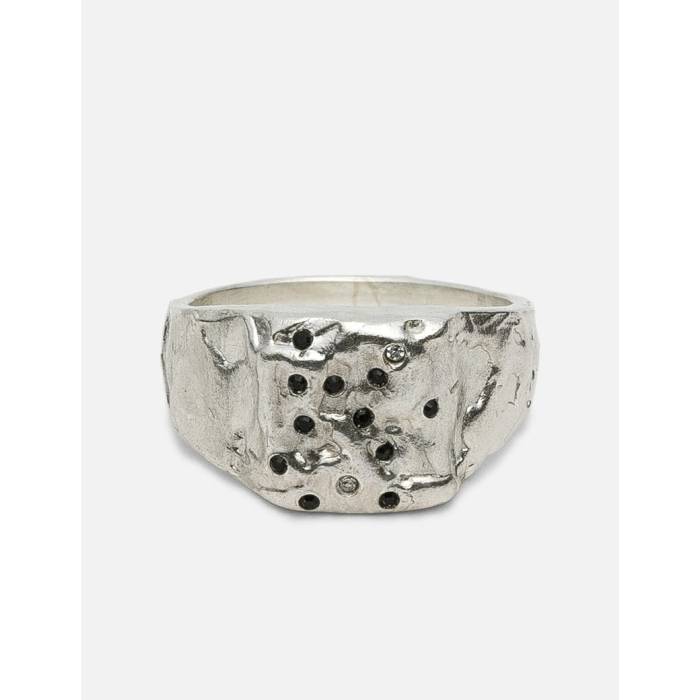 Other , Materials - Ten Antennas 【 Matte Pinky Ring With Black Swarovski Unisex Silver/ Zirconia 】 黒色 ブラック ユニセックス Silver 銀色・シルバー