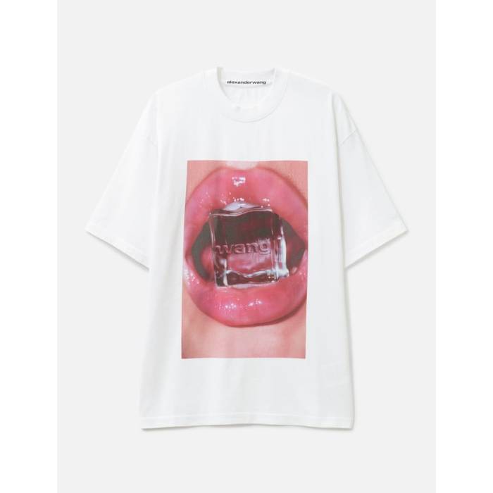 Three-Quarter - アレキサンダーワン Alexander Wang 【 Ice Cube Graphic Short Sleeves T-Shirt Women Vintage White 】 グラフィック Tシャツ レディース vintage ビンテージ・ヴィンテージ 白色 ホワイト