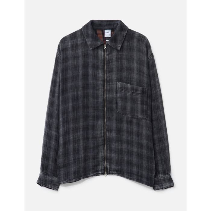 Won Hundred 【 Zayne Zip Shirt Men Bleached Black 】 メンズファッション トップス カジュアルシャツ メンズ 黒色 ブラック