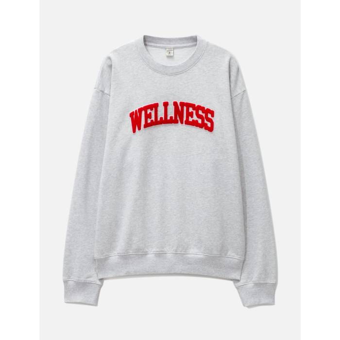 Sporty & Rich �� Wellness Ivy Boucle Crewneck Unisex Heather Gray/Sports Red �� ���...
