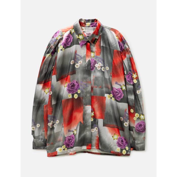 楽天スニケスマーティンローズ Martine Rose 【 Rider Blouse Men Floral/Red Steel 】 メンズファッション トップス カジュアルシャツ メンズ Red 赤・レッド Steel スティール