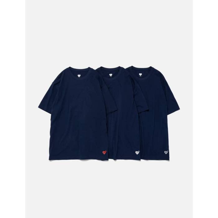 ヒューマンメイド Human Made 【 3-Pack T-Shirt Set Unisex Navy 】 3個入 Tシャツ ユニセックス 紺色 ネイビー