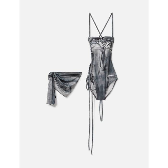 水着ビキニ検索結果｜Nache 【 Denim Printed Swimsuit Women Black 】 デニム 水着 レディース 黒色 ブ...