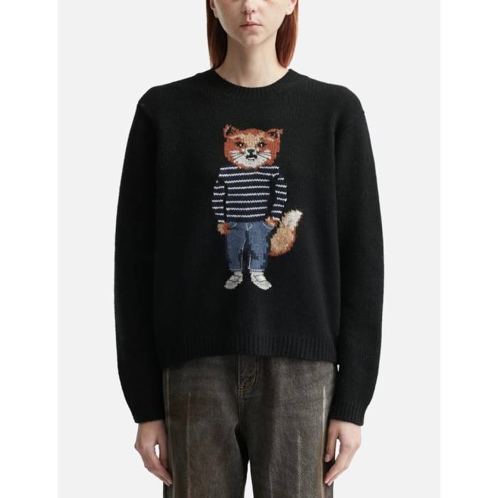 �� Dressed Fox Intarsia Wool Jumper Women Black �� �ե��å��� ��ǥ����� ���� �֥�å�