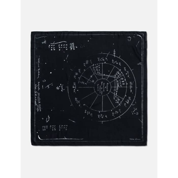 リックオウエンス Rick Owens 【 Printed Astro 70X70 Scarf Men 911 Black/Milk 】 スカーフ メンズ 黒色 ブラック