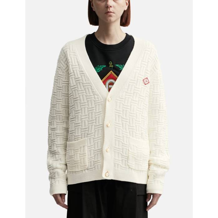 �����֥�� Casablanca �� Column Knit Cardigan Unisex White �� �˥å� �����ǥ����� ��˥��å��� �� �ۥ磻...