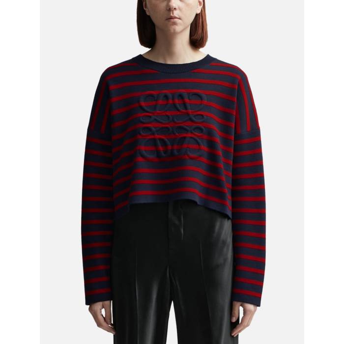������ Loewe �� Anagram Sweater Women Navy/ Red �� �ȥ졼�ʡ� ��ǥ����� ���� �ͥ��ӡ� Red �֡���å�