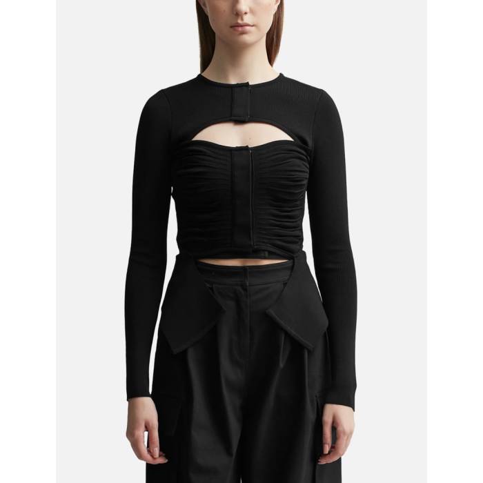 �� Xray Knit Cardigan With Zip Women Black �� �˥å� �����ǥ����� ��ǥ����� ���� �֥�å�