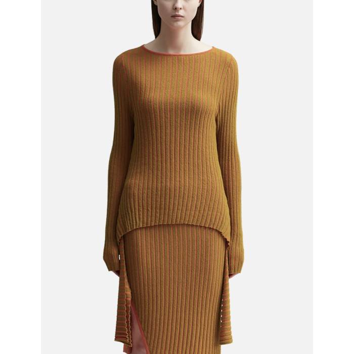 Eckhaus Latta 【 Fluted Sweater Unisex Blood Orange 】 トレーナー レディースファッション トップス ニット セーター その他 ユニセックス orange 橙・オレンジ