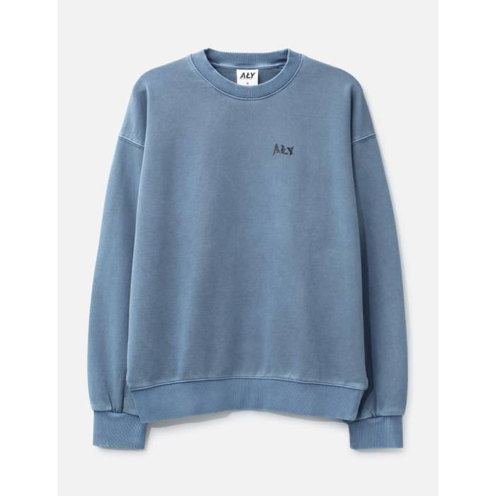 Aly 【 "Good Vibes Ahead Blue Washed" Crewneck Men Washed Blue 】 青色 ブルー メンズ 青色 ブルー