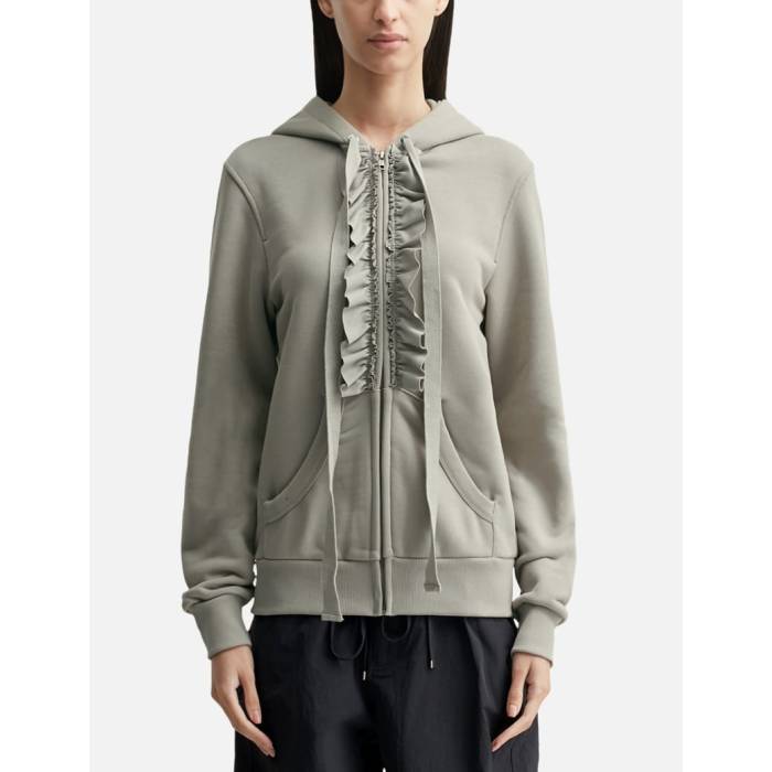 Nache �� Ruffle Hoodie Zip-Up Women Light Gray �� �ա��ǥ��� �ѡ����� ��ǥ����� gray ���������졼�����쥤