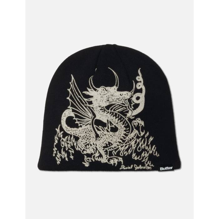 Butter Goods 【 X Daniel Johnston Dragon Skully Beanie Men Black 】 ドラゴン キャップ 帽子 メンズ 黒色 ブラック