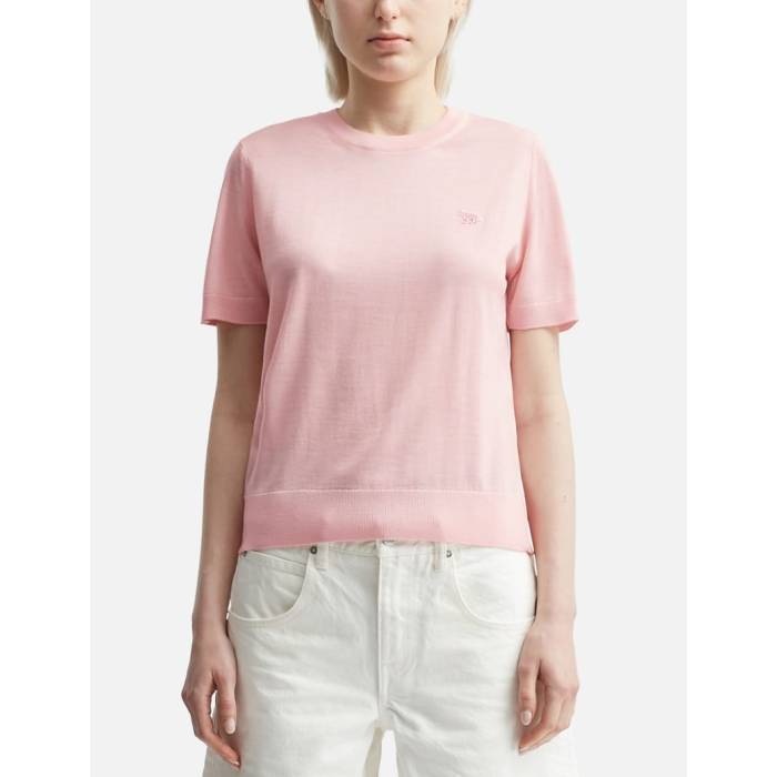 �� Baby Fox Patch Regular Short Sleeves Jumper Women Rosewater �� �ե��å��� ��ǥ�����