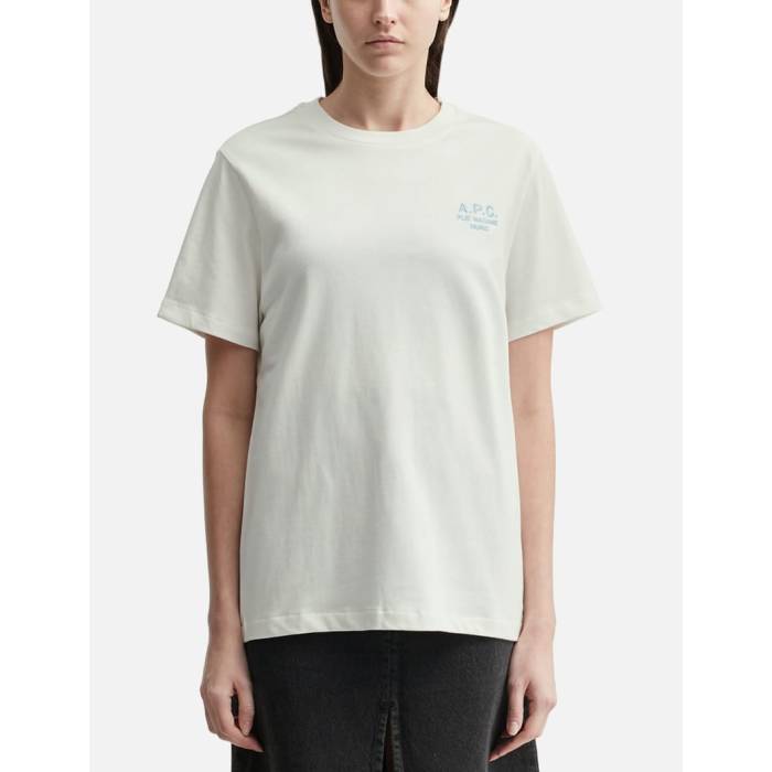 アー・ペー・セー A.p.c. 【 Standard Rue Madame T-Shirt Women White/ Sky Blue 】 standard スタンダード Tシャツ レディースファッション トップス Tシャツ カットソー レディース 白色 ホワイト スカイ 青色