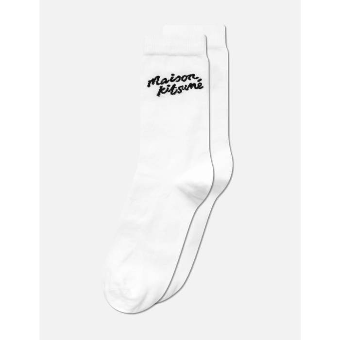�� Maison Kitsune Handwriting Socks Women White �� ���å��������� ����ʡ� ���� �ʥ��ȥ����� ��ǥ����� ����...