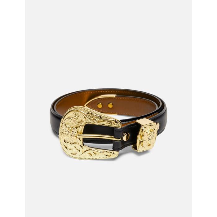 ニードルズ Needles 【 Papillon Western Tip Belt - Steer Leather Men B-Black 】 ウェスタン ベルト..