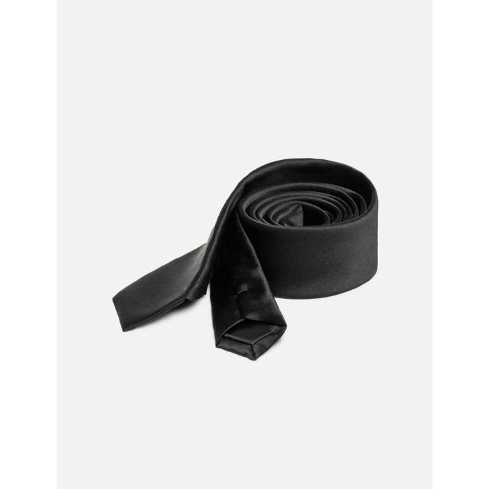 Coor 【 Silk Satin Tie Men Black 】 サテン ネクタイ メンズ 黒色 ブラック