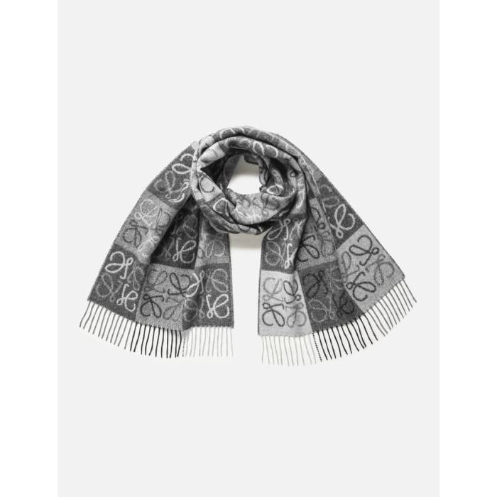 ロエベ Loewe 【 Anagram Scarf Unisex Black/ White 】 スカーフ ユニセックス 黒色 ブラック 白色 ホワイト