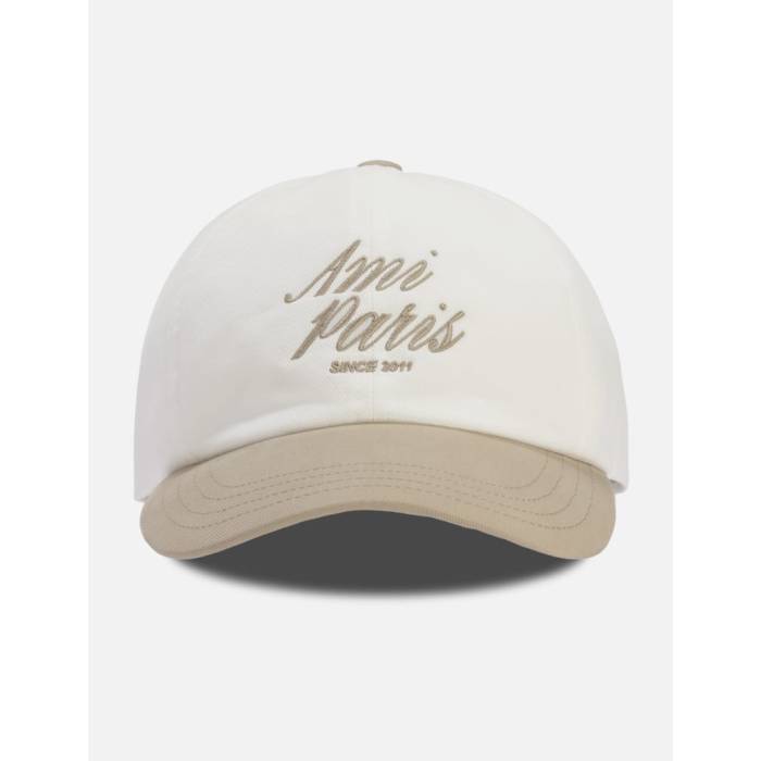 アミ Ami 【 Bicolor Cotton Paris Cap Women Taupe Beige/White Cream 】 キャップ 帽子 レディース ベージュ 白色 ホワイト クリーム(4.0)