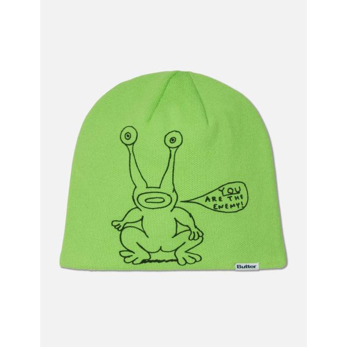 Butter Goods 【 X Daniel Johnston Frog Reversible Beanie Men Lime / Grey 】 リバーシブル キャップ 帽子 メンズ ライム 灰色 グレー