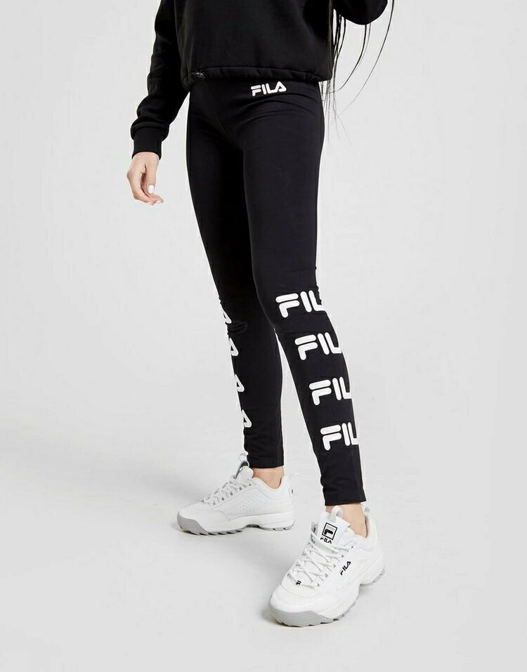 フィラ FILA フィラ ロゴ レギンス タイツ 黒色 ブラック 【 FILA REPEAT LOGO LEGGINGS BLACK 】 インナー 下着 ナイトウエア レディース 下 レッグ スパッツ レギンス