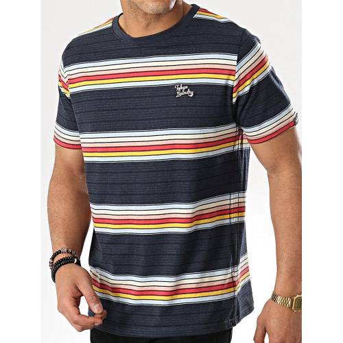 TOKYO LAUNDRY Tシャツ 青色 ブルー 紺色 ネイビー 【 TOKYO LAUNDRY LOWELL STRIPED COTTON TSHIRT IN MEDIEVAL BLUE MARL NAVY 】 メンズファッション トップス Tシャツ カットソー