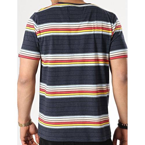 TOKYO LAUNDRY Tシャツ 青色 ブルー 紺色 ネイビー 【 TOKYO LAUNDRY LOWELL STRIPED COTTON TSHIRT IN MEDIEVAL BLUE MARL NAVY 】 メンズファッション トップス Tシャツ カットソー