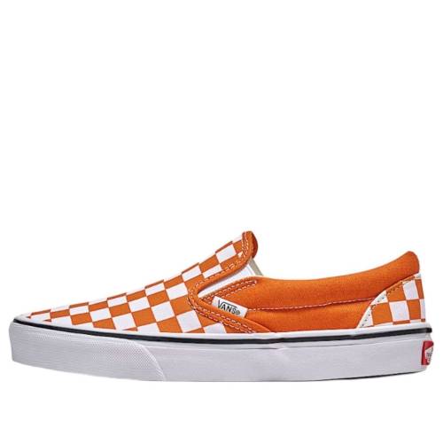 ヴァンズ バンズ クラシック スリッポン 橙 オレンジ 白色 ホワイト 'MARMALADE ORANGE' スニーカー メンズ VANS CLASSIC SLIP-ON CHECKERBOARD VN000D6Y52K / MARMALADE ORANGE WHITE