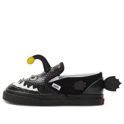 樂天商城 - ヴァンズ バンズ スリッポン 黒色 ブラック 白色 ホワイト 黄色 イエロー 'ANGLER FISH' ベビー VANS (TD) SLIP-ON V VN0005WM6BT / BLACK WHITE YELLOW