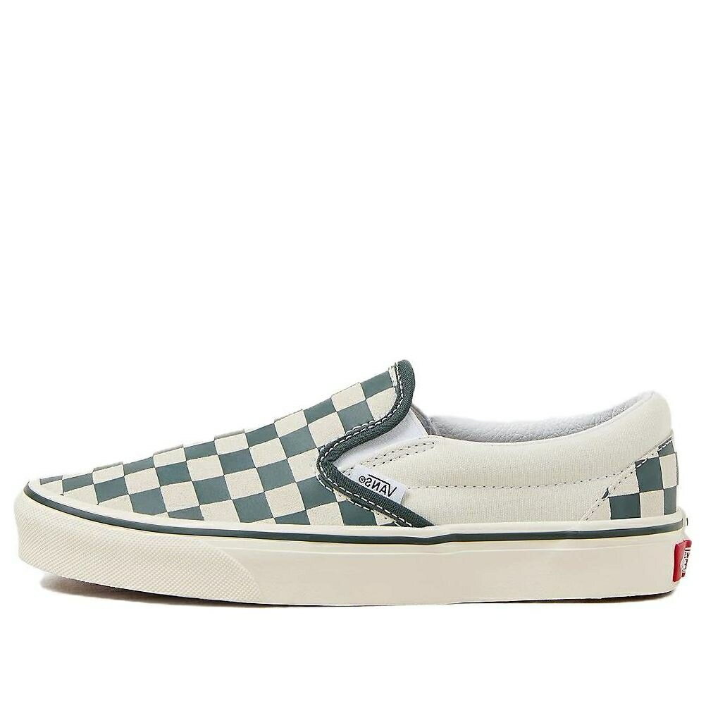 ヴァンズ バンズ クラシック スリッポン スニーカー 運動靴 緑 グリーン 白色 ホワイト 'GREEN WHITE' スニーカー メンズ VANS CLASSIC SLIP-ON CHECKERBOARD SHOES VN000BVZBGN / GREEN WHITE