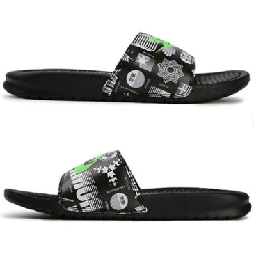 ナイキ ベナッシ サンダル ストライク 'RUN TOKYO' メンズ 【 NIKE BENASSI JDI PRINT SLIDE TO BLACK WHITE GREEN STRIKE 631261042 】