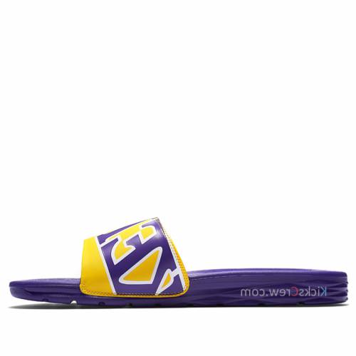 ナイキ ベナッシ サンダル レイカーズ 紫 パープル 黄色 イエロー スリッパ メンズ 【 LAKERS PURPLE YELLOW NIKE NBA X BENASSI SOLARSOFT SLIPPERS 917551700 】