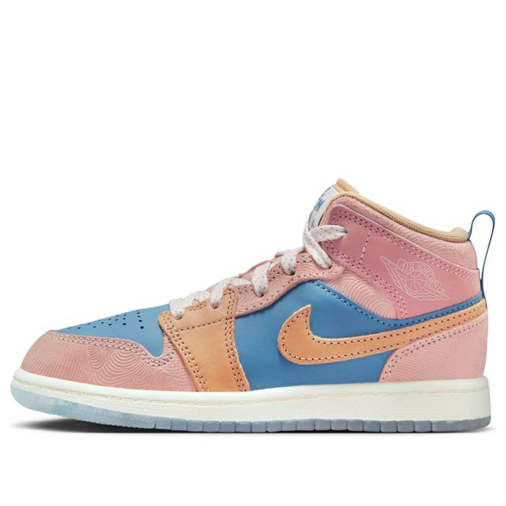 Rakuten - ナイキ ジョーダン ミッド ピンク オックスフォード 'ZEN' ジュニア キッズ JORDAN (PS) AIR 1 MID FN7495-400 / AEGEAN STORM HEMP PINK OXFORD ベビー マタニティ スニーカー