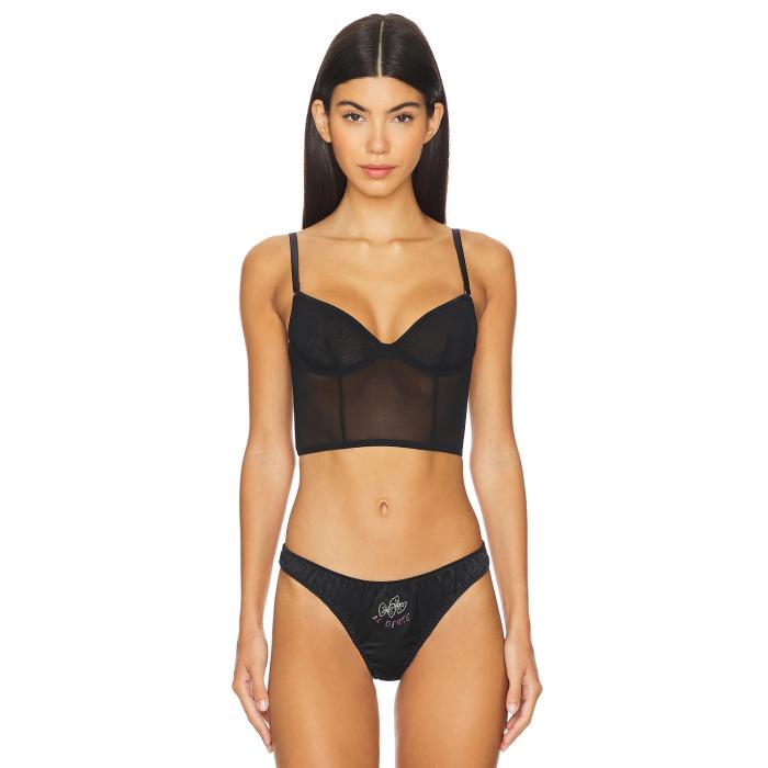 フルールドゥマル Fleur Du Mal 【 Mesh Longline Bustier Women Black 】 インナー 下着 ナイトウェア レディース インナー 下着 ランジェリー ブラジャー レディース 黒色 ブラック