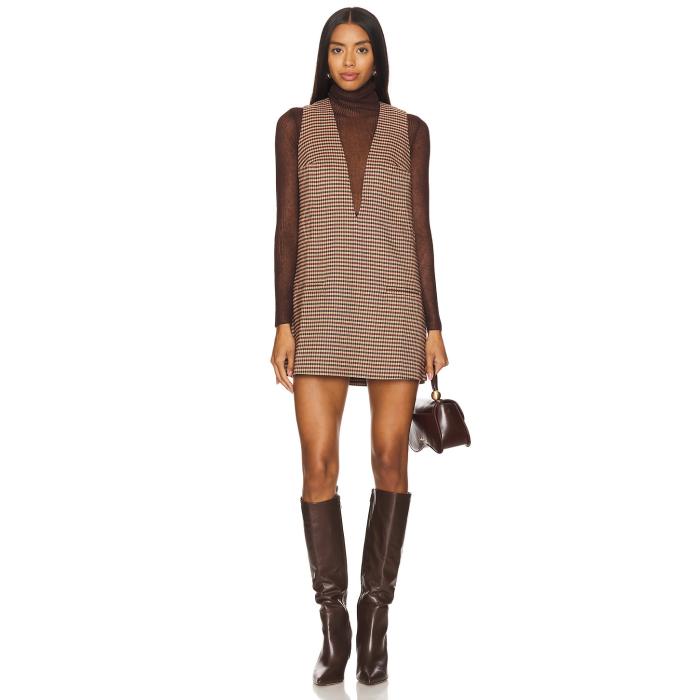 Ser.o.ya 【 Maxine Mini Tent Dress Women Camel Houndstooth 】 ドレス レディースファッション ドレ..