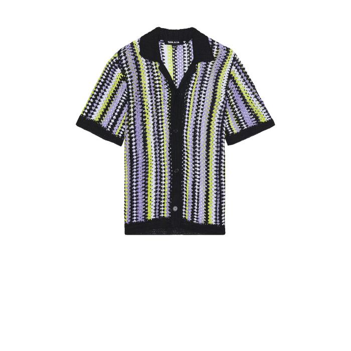 Ser.o.ya 【 Arthur Crochet Shirt Men Black & Multi 】 メンズファッション トップス ニット セータ..