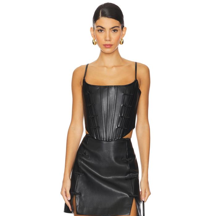 Sau Lee 【 Nadia Faux Leather Corset Women Black 】 レザー レディースファッション トップス その他 レディース 黒色 ブラック