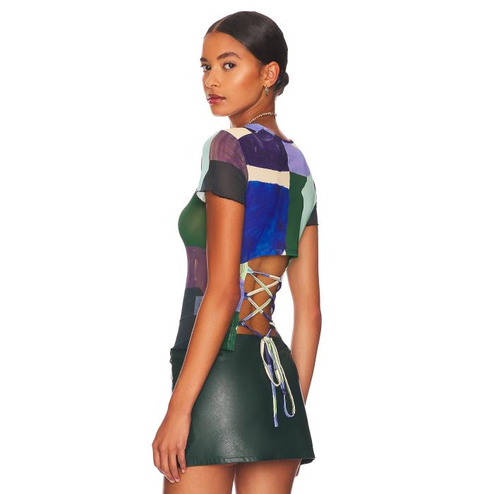 Miaou 【 X Paloma Elsesser Lace Back Tee Women Abstraction 】 Tシャツ レディースファッション トップス Tシャツ カットソー レディース