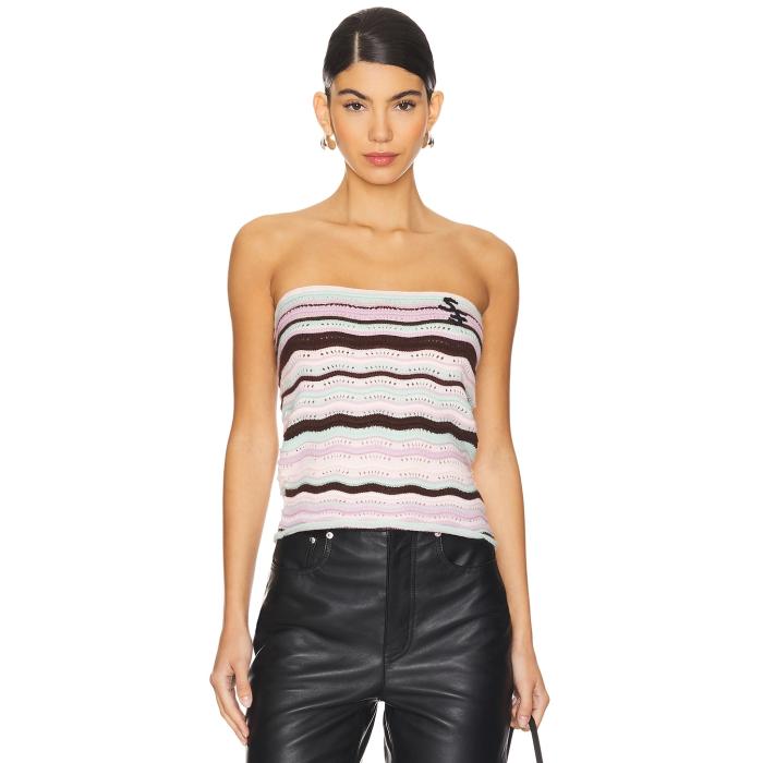 Susan Fang 【 Wave Striped Knit Tube Top Women Pastel Green 】 Wave ウェーブ・ウェイブ ニット レディースファッション トップス その他 レディース green 緑・グリーンのサムネイル