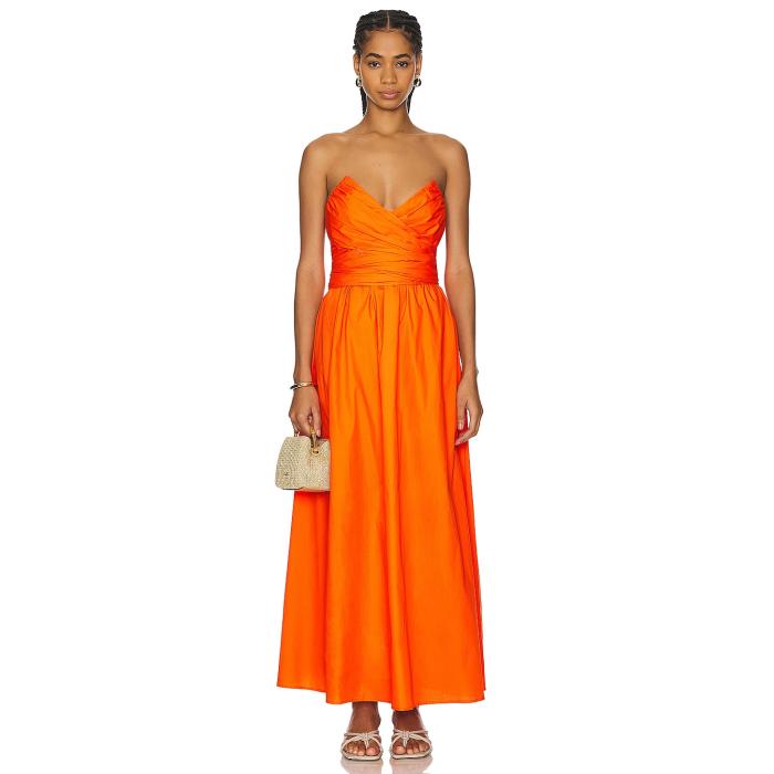 Line & Dot 【 Sunburst Midi Dress Women Coral Red 】 ドレス レディースファッション ドレス レディース Red 赤・レッド
