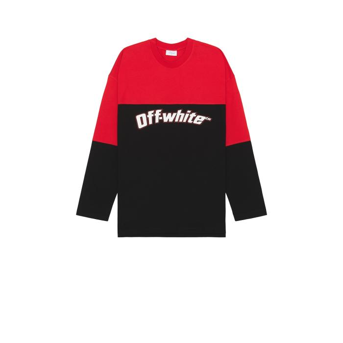 եۥ磻 Off-White  Half Arrow Wide Longsleeve Tee Men Black &White  ϡ  󥰥꡼֡Ĺµ T 󥺥եå ȥåץ T åȥ   ֥å 