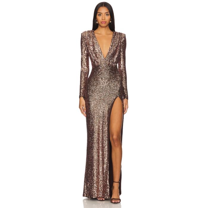 Nookie 【 Sensation Plunge Long Sleeve Gown Women Bronze 】 Sleeve スリーブ レディースファッショ..