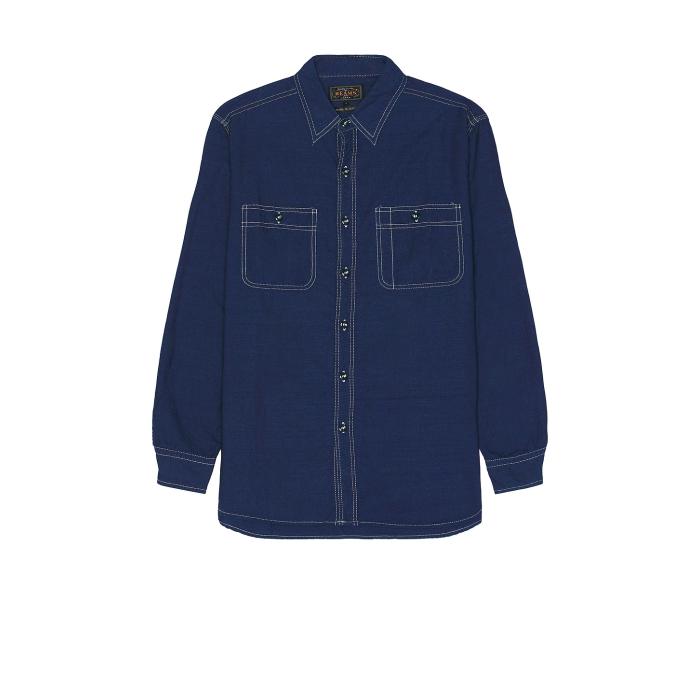 ビームス Beams Plus 【 Work Indigo Chambray Shirt Men 】 藍色・インディゴ メンズファッション トップス カジュアルシャツ メンズ